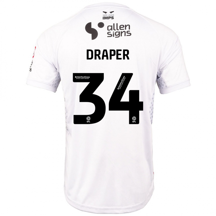 Niño Camiseta Freddie Draper #34 Rojo Blanco 2ª Equipación 2024/25 La Camisa México