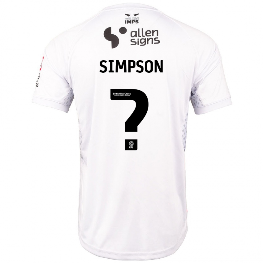 Niño Camiseta John Simpson #0 Rojo Blanco 2ª Equipación 2024/25 La Camisa México