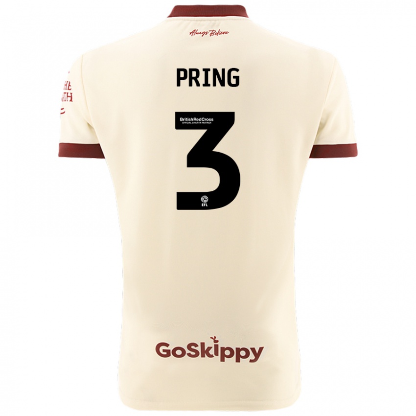 Niño Camiseta Cameron Pring #3 Crema Blanco 2ª Equipación 2024/25 La Camisa México