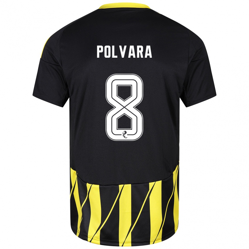 Niño Camiseta Dante Polvara #8 Negro Amarillo 2ª Equipación 2024/25 La Camisa México