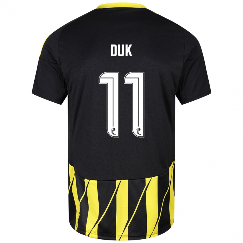 Niño Camiseta Duk #11 Negro Amarillo 2ª Equipación 2024/25 La Camisa México