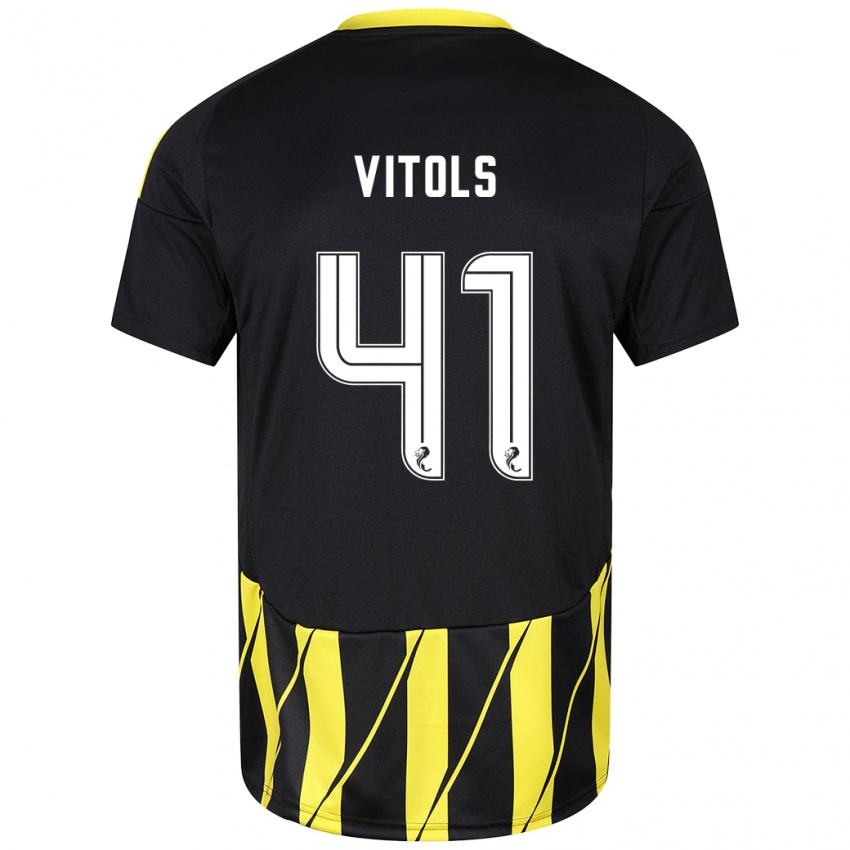 Niño Camiseta Rodrigo Vitols #41 Negro Amarillo 2ª Equipación 2024/25 La Camisa México