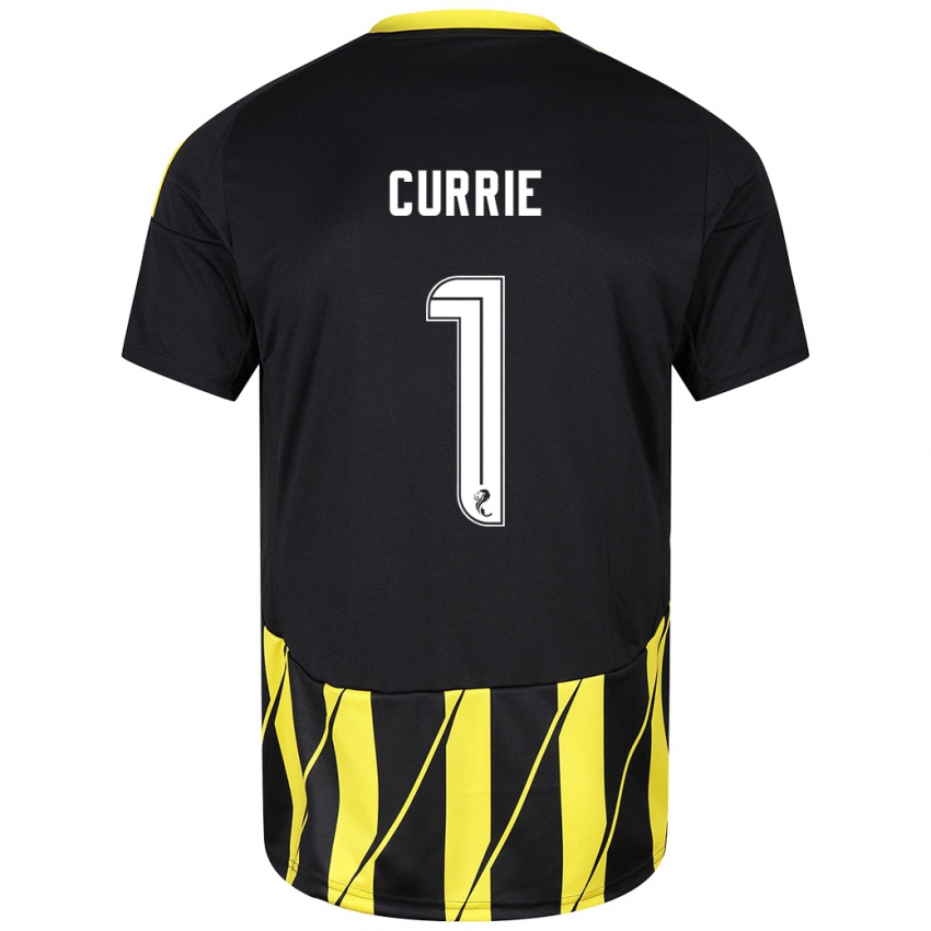 Niño Camiseta Jennifer Currie #1 Negro Amarillo 2ª Equipación 2024/25 La Camisa México