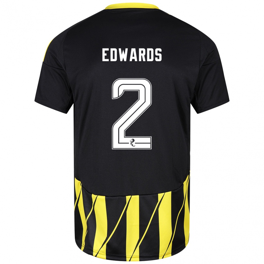 Niño Camiseta Lois Edwards #2 Negro Amarillo 2ª Equipación 2024/25 La Camisa México