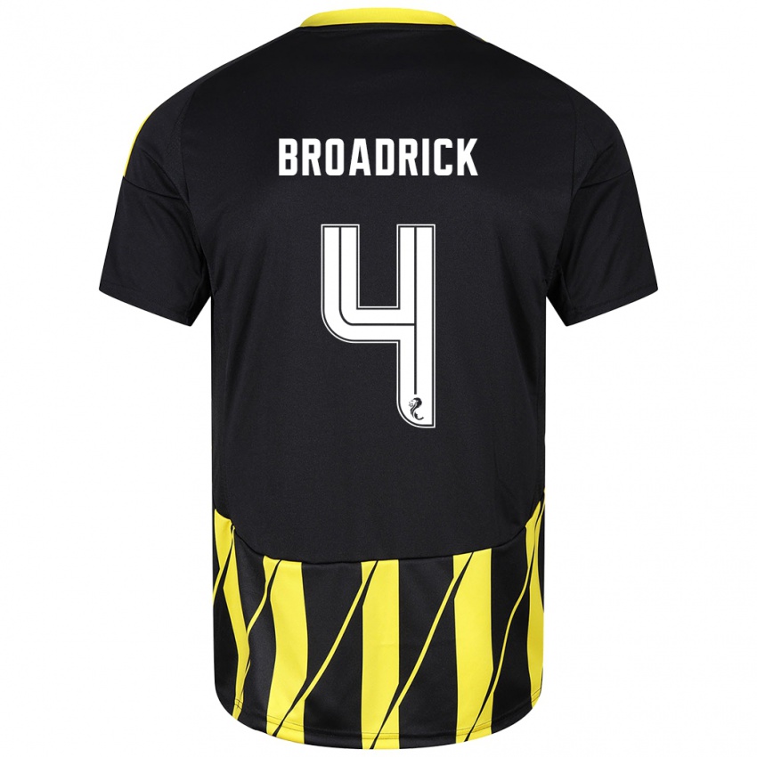 Niño Camiseta Jessica Broadrick #4 Negro Amarillo 2ª Equipación 2024/25 La Camisa México