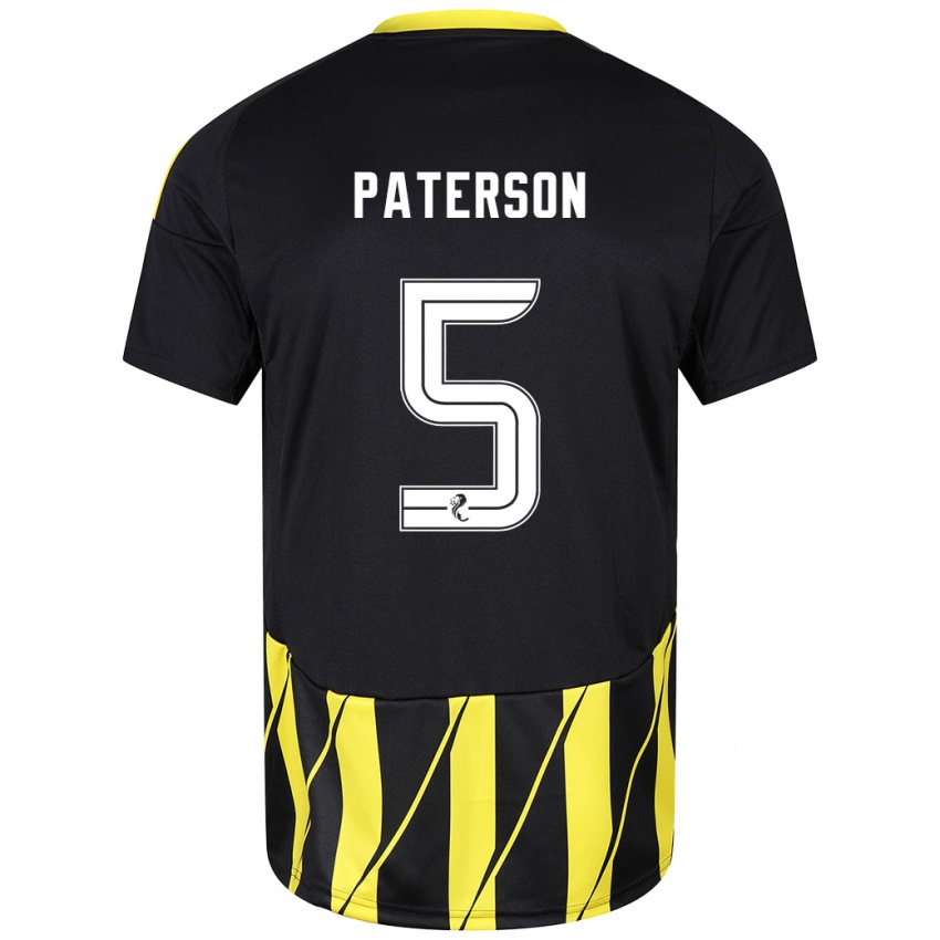 Niño Camiseta Donna Paterson #5 Negro Amarillo 2ª Equipación 2024/25 La Camisa México