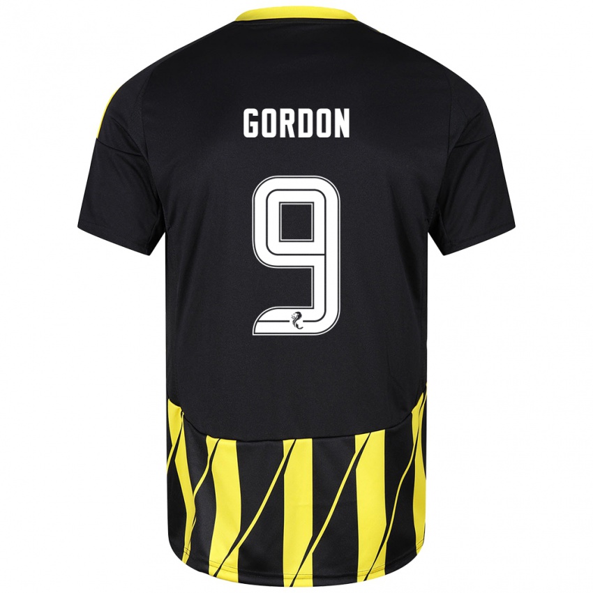 Niño Camiseta Lauren Gordon #9 Negro Amarillo 2ª Equipación 2024/25 La Camisa México