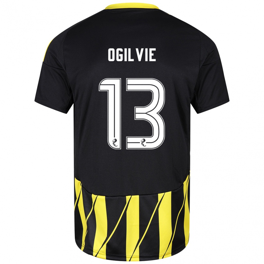 Niño Camiseta Francesca Ogilvie #13 Negro Amarillo 2ª Equipación 2024/25 La Camisa México