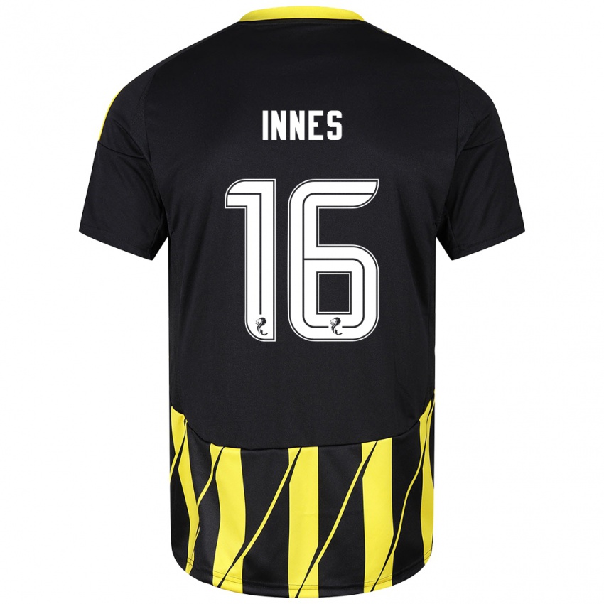 Niño Camiseta Hannah Innes #16 Negro Amarillo 2ª Equipación 2024/25 La Camisa México