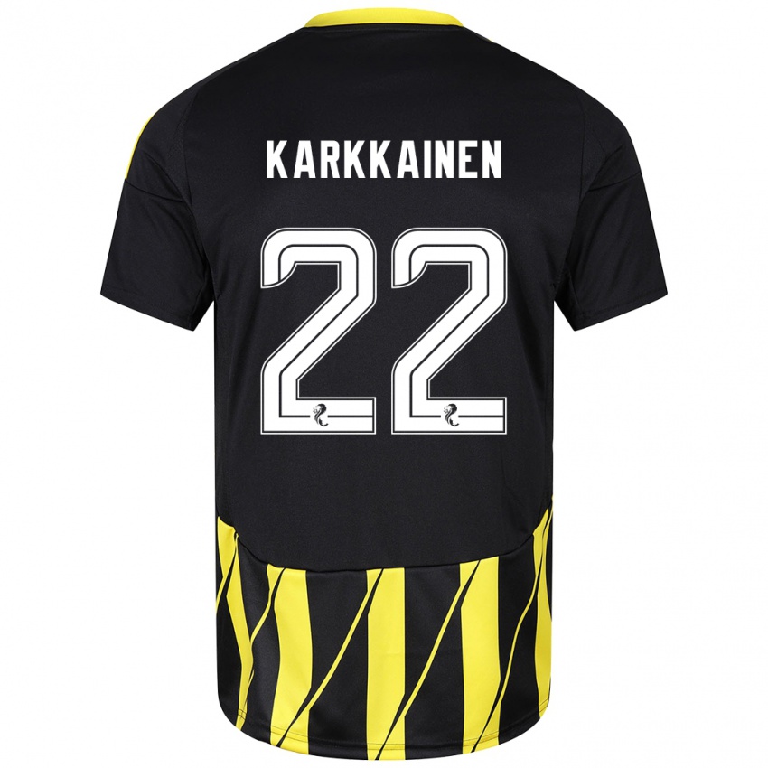 Niño Camiseta Elena Kärkkäinen #22 Negro Amarillo 2ª Equipación 2024/25 La Camisa México