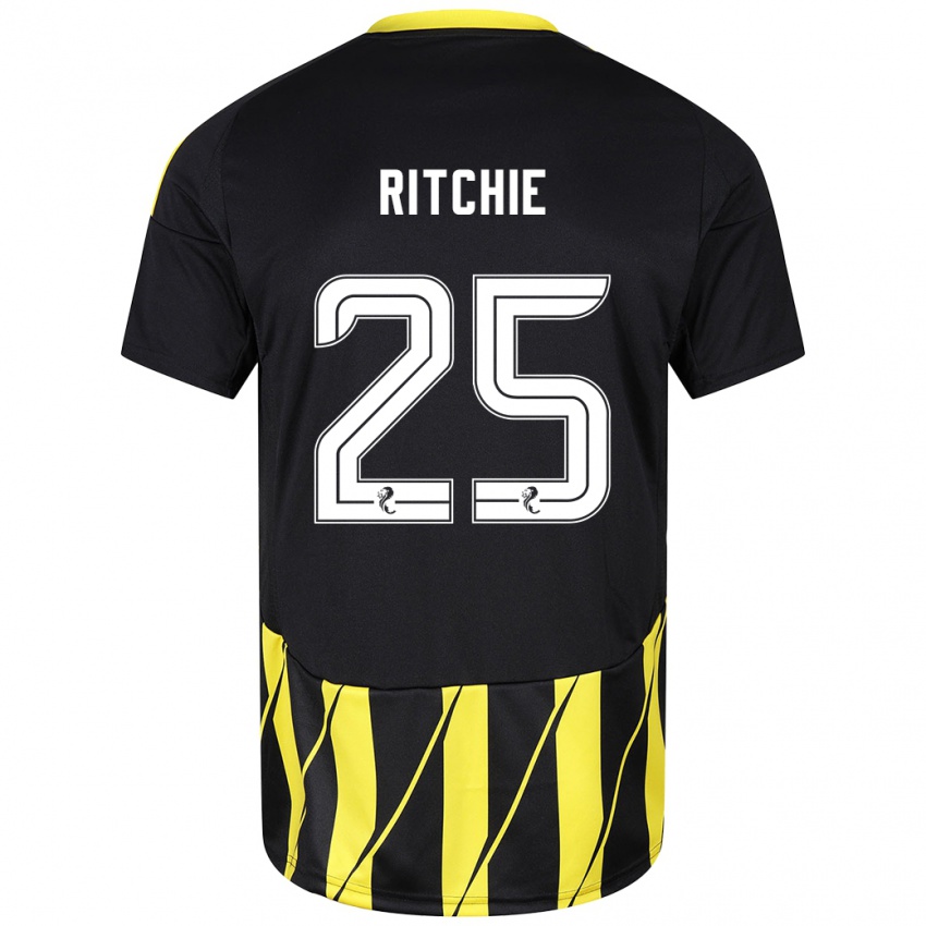 Niño Camiseta Tom Ritchie #25 Negro Amarillo 2ª Equipación 2024/25 La Camisa México