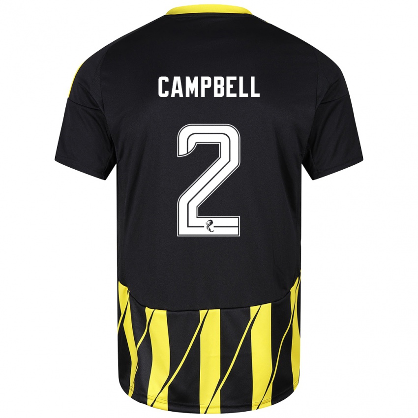 Niño Camiseta Loren Campbell #2 Negro Amarillo 2ª Equipación 2024/25 La Camisa México