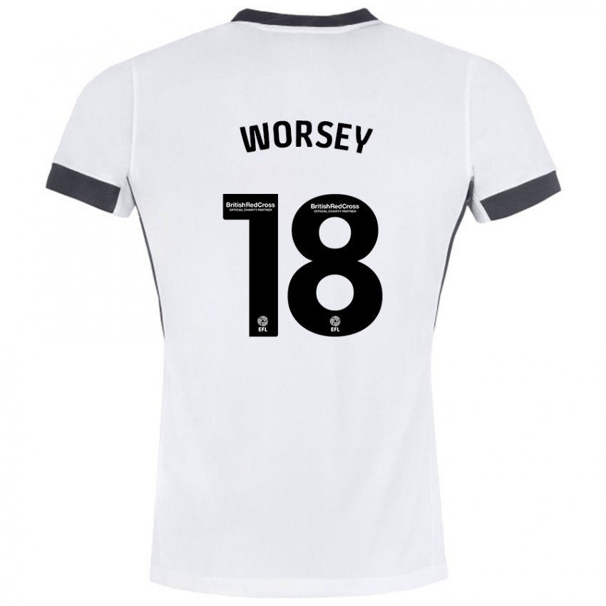 Niño Camiseta Louanne Worsey #18 Blanco Negro 2ª Equipación 2024/25 La Camisa México