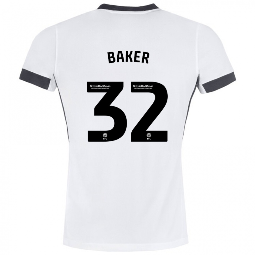 Niño Camiseta Ava Baker #32 Blanco Negro 2ª Equipación 2024/25 La Camisa México