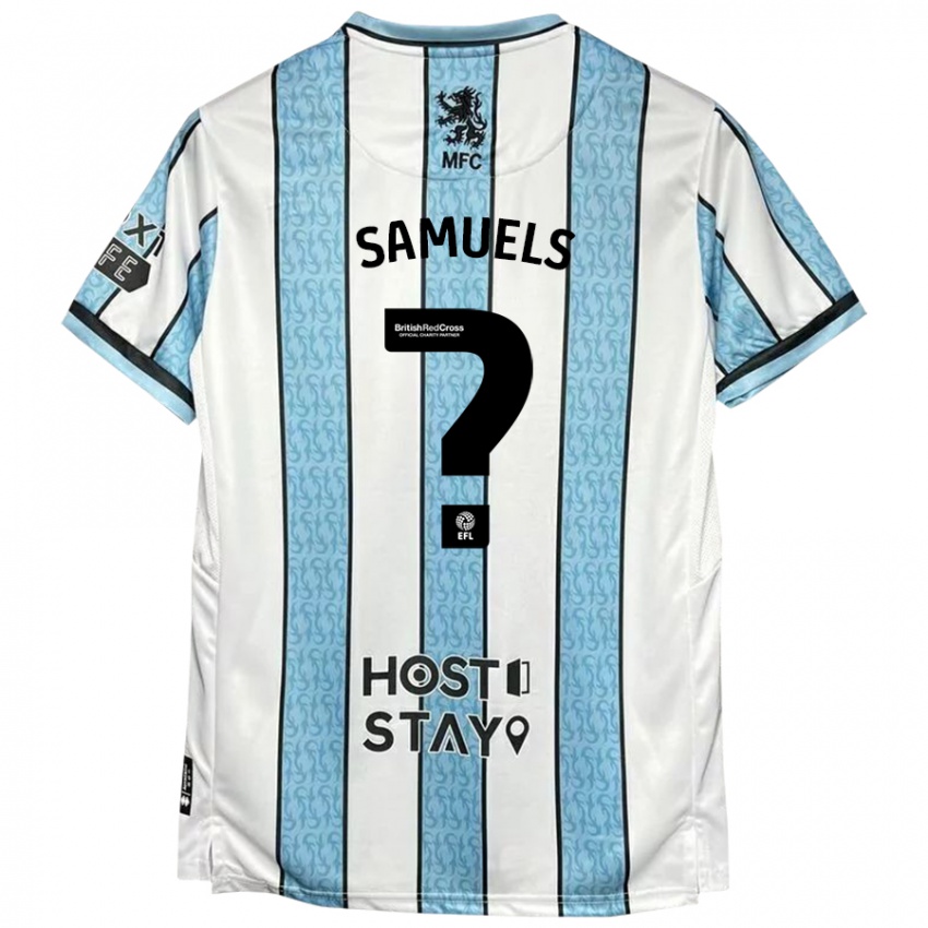 Niño Camiseta Oliver Samuels #0 Blanco Azul 2ª Equipación 2024/25 La Camisa México