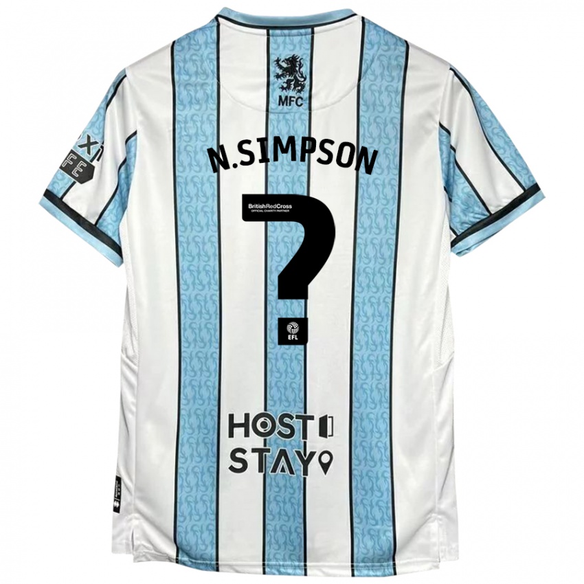 Niño Camiseta Nathan Simpson #0 Blanco Azul 2ª Equipación 2024/25 La Camisa México