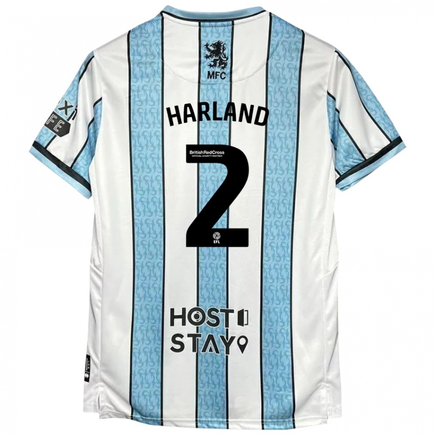 Niño Camiseta Jane Harland #2 Blanco Azul 2ª Equipación 2024/25 La Camisa México