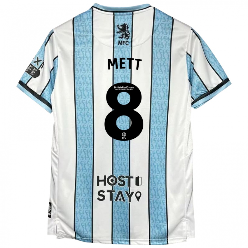 Niño Camiseta Jessica Mett #8 Blanco Azul 2ª Equipación 2024/25 La Camisa México