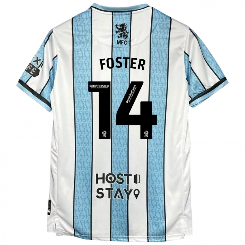 Niño Camiseta Emma Foster #14 Blanco Azul 2ª Equipación 2024/25 La Camisa México