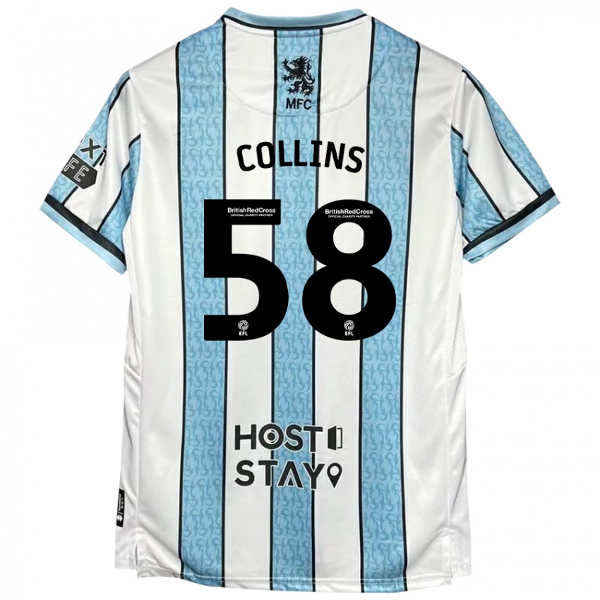 Niño Camiseta Sam Collins #58 Blanco Azul 2ª Equipación 2024/25 La Camisa México