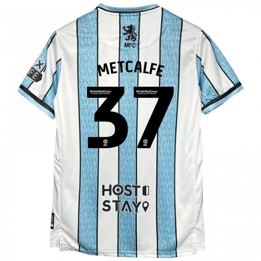 Niño Camiseta Max Metcalfe #37 Blanco Azul 2ª Equipación 2024/25 La Camisa México