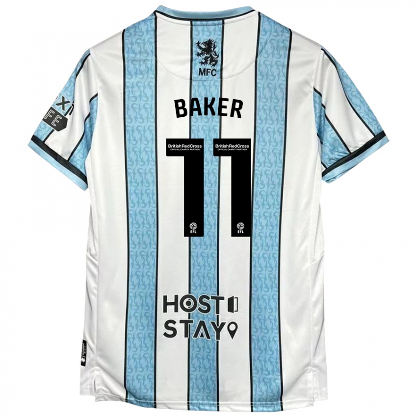 Niño Camiseta Ella Baker #11 Blanco Azul 2ª Equipación 2024/25 La Camisa México