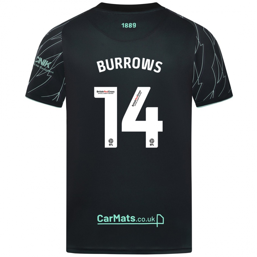 Niño Camiseta Harrison Burrows #14 Negro Verde 2ª Equipación 2024/25 La Camisa México