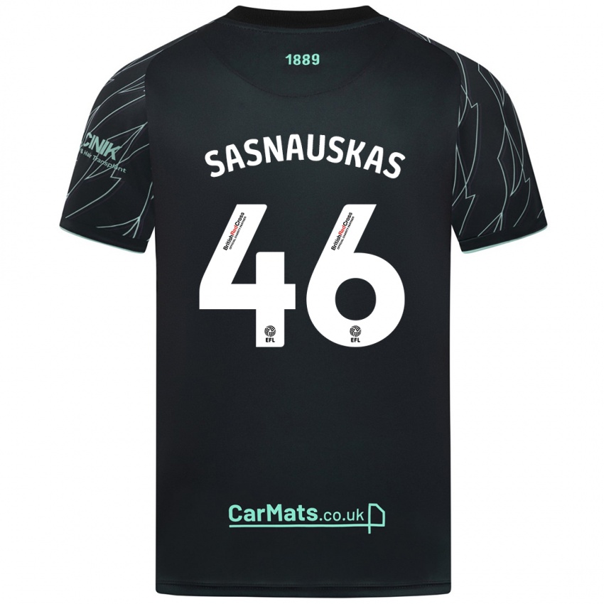 Niño Camiseta Dovydas Sasnauskas #46 Negro Verde 2ª Equipación 2024/25 La Camisa México