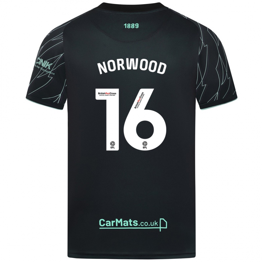 Niño Camiseta Oliver Norwood #16 Negro Verde 2ª Equipación 2024/25 La Camisa México