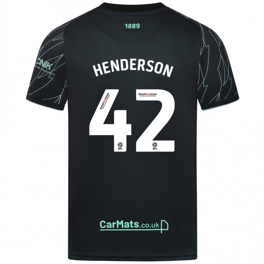 Niño Camiseta Peyton Henderson #42 Negro Verde 2ª Equipación 2024/25 La Camisa México