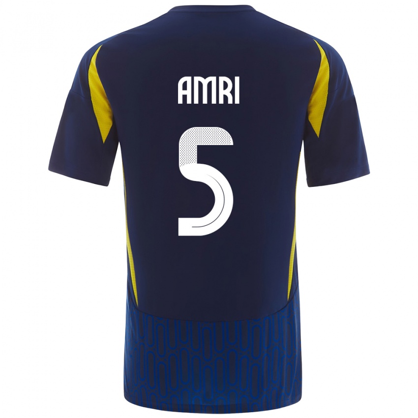 Niño Camiseta Abdulelah Al-Amri #5 Azul Amarillo 2ª Equipación 2024/25 La Camisa México