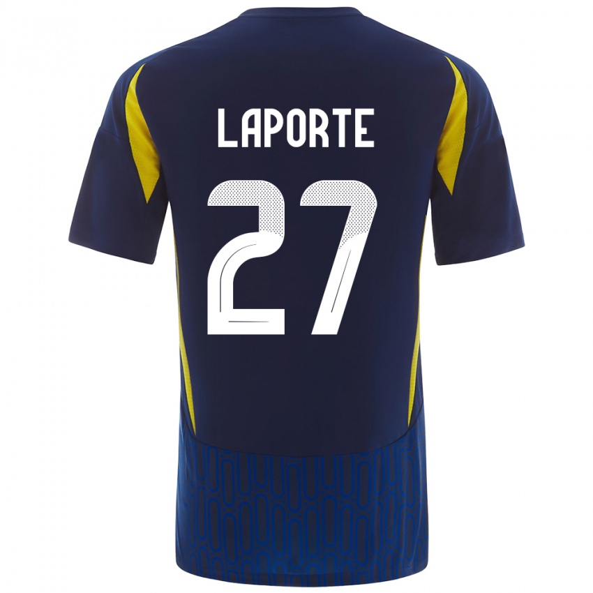 Niño Camiseta Aymeric Laporte #27 Azul Amarillo 2ª Equipación 2024/25 La Camisa México