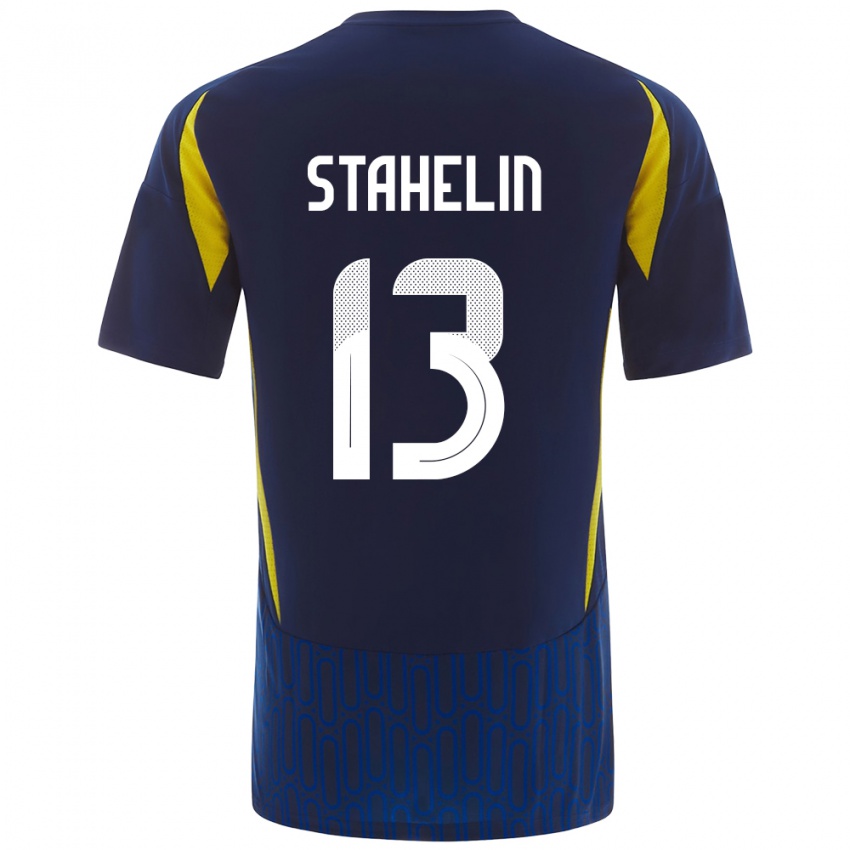 Niño Camiseta Izabela Stahelin #13 Azul Amarillo 2ª Equipación 2024/25 La Camisa México