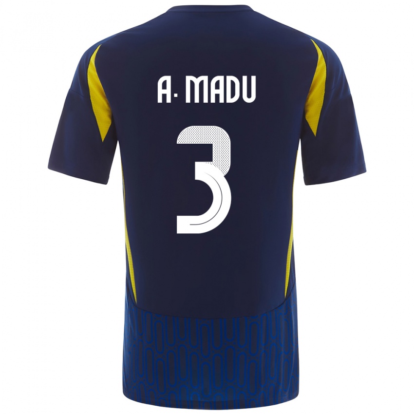 Niño Camiseta Abdullah Madu #3 Azul Amarillo 2ª Equipación 2024/25 La Camisa México