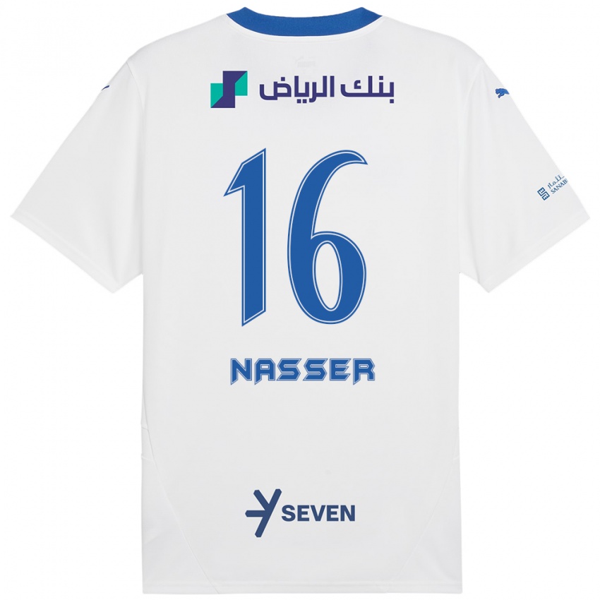 Niño Camiseta Nasser Al-Dawsari #16 Blanco Azul 2ª Equipación 2024/25 La Camisa México