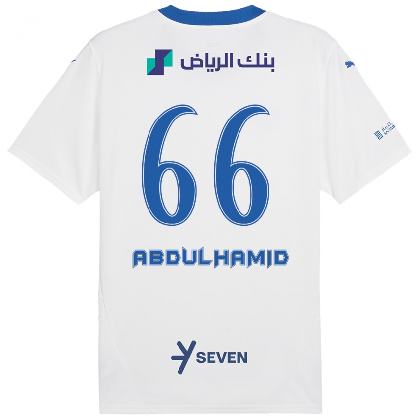 Niño Camiseta Saud Abdulhamid #66 Blanco Azul 2ª Equipación 2024/25 La Camisa México