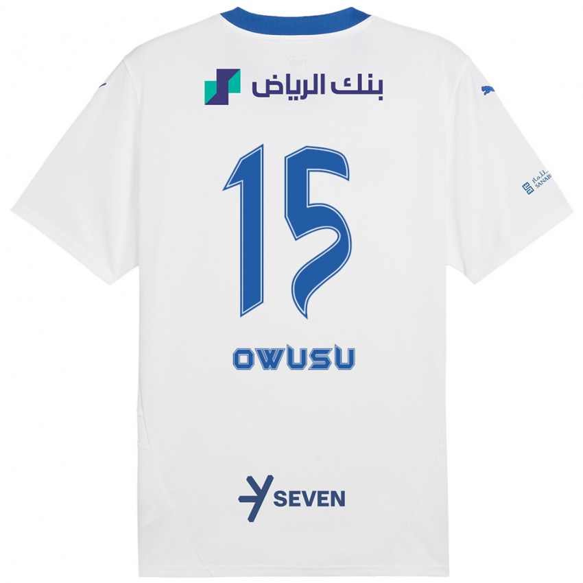 Niño Camiseta Mavis Owusu #15 Blanco Azul 2ª Equipación 2024/25 La Camisa México