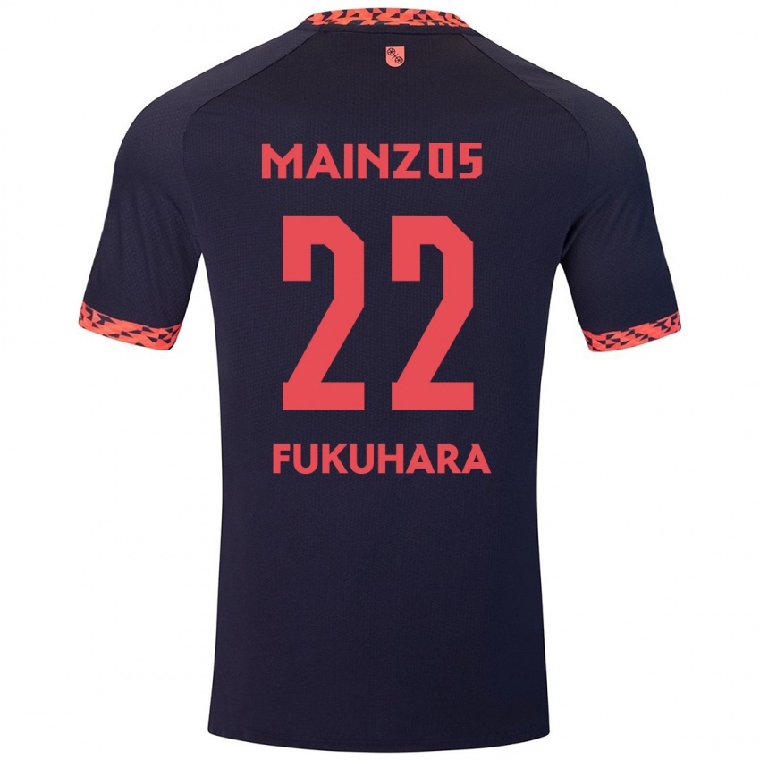 Niño Camiseta Yuuka Fukuhara #22 Azul Coral Rojo 2ª Equipación 2024/25 La Camisa México