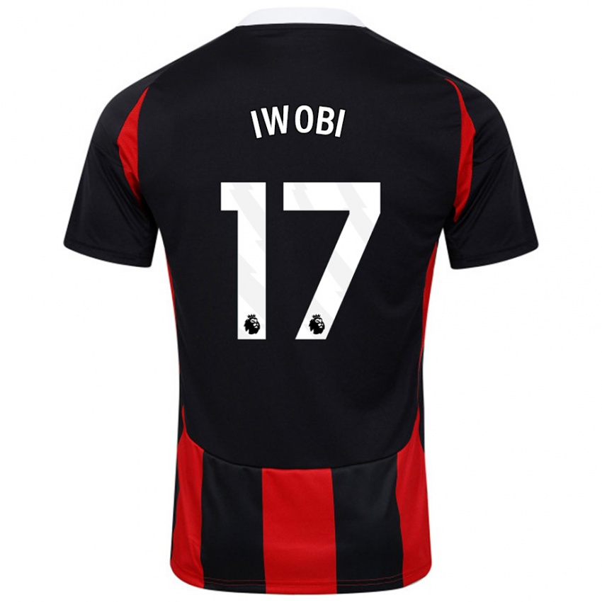 Niño Camiseta Alex Iwobi #17 Negro Rojo 2ª Equipación 2024/25 La Camisa México