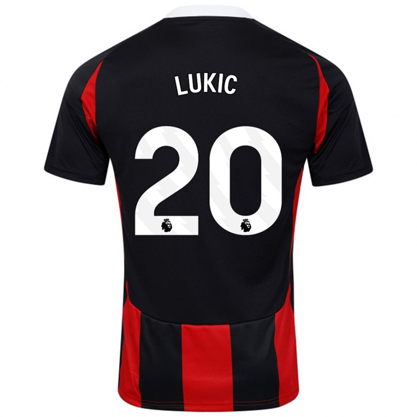 Niño Camiseta Saša Lukić #20 Negro Rojo 2ª Equipación 2024/25 La Camisa México