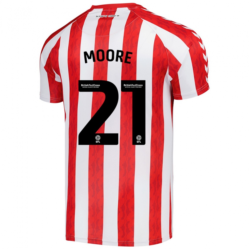 Hombre Camiseta Simon Moore #21 Rojo Blanco 1ª Equipación 2024/25 La Camisa México