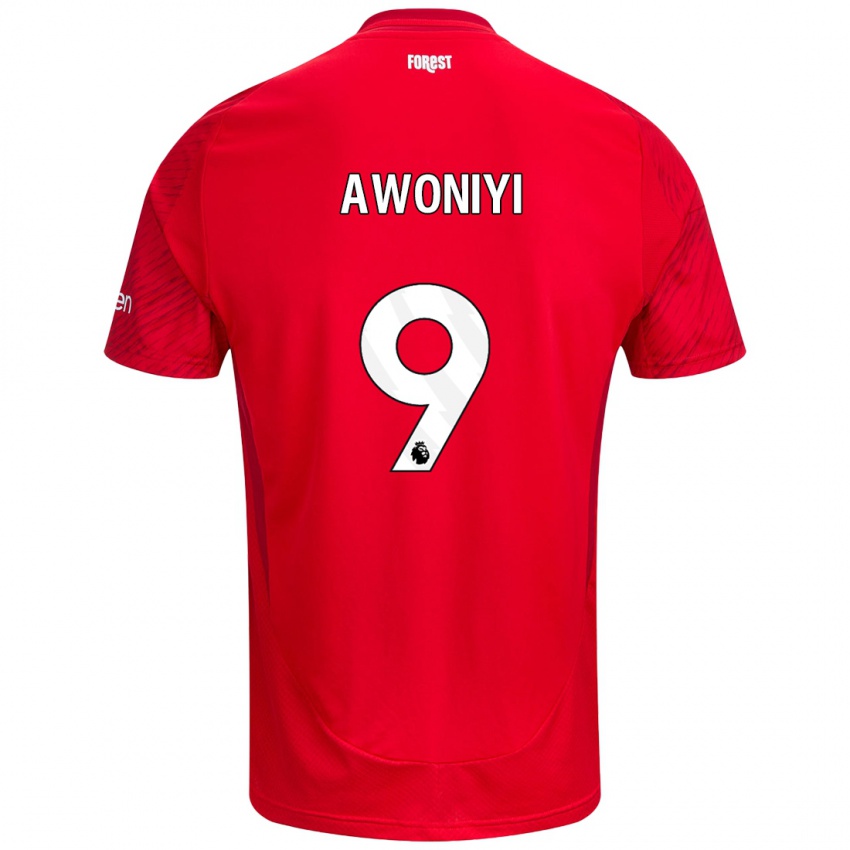 Hombre Camiseta Taiwo Awoniyi #9 Rojo Blanco 1ª Equipación 2024/25 La Camisa México