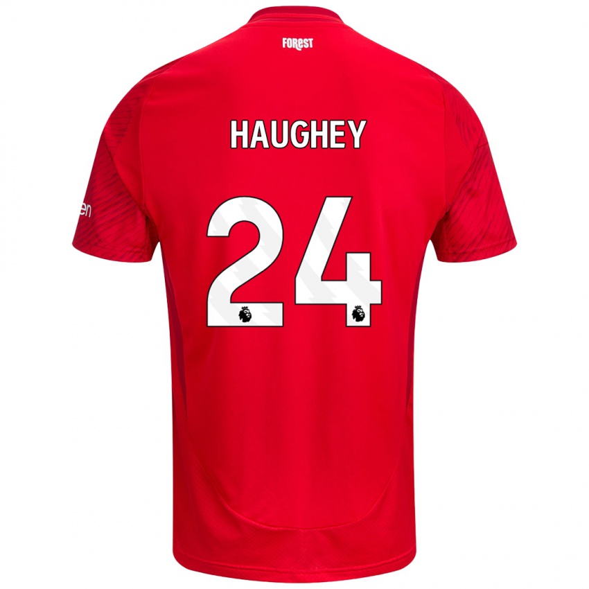 Hombre Camiseta Ella Haughey #24 Rojo Blanco 1ª Equipación 2024/25 La Camisa México