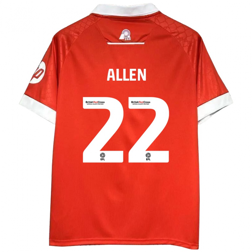 Hombre Camiseta Keren Allen #22 Rojo Blanco 1ª Equipación 2024/25 La Camisa México