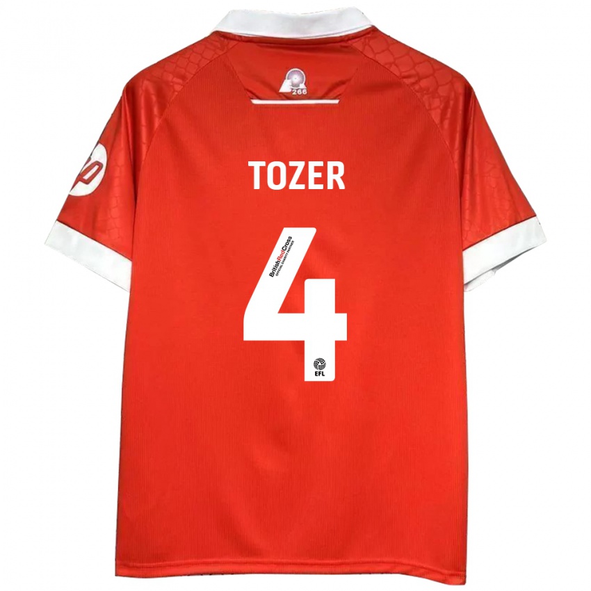 Hombre Camiseta Ben Tozer #4 Rojo Blanco 1ª Equipación 2024/25 La Camisa México