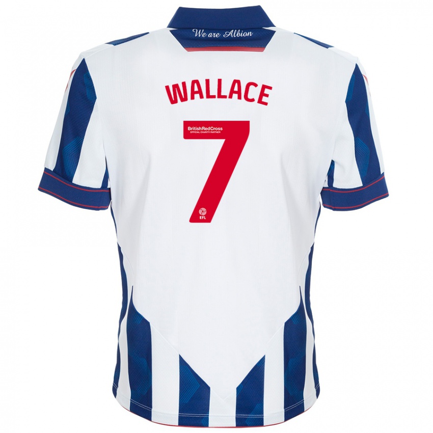 Hombre Camiseta Jed Wallace #7 Blanco Azul Oscuro 1ª Equipación 2024/25 La Camisa México