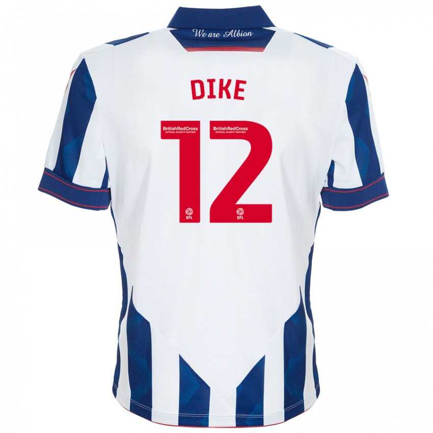 Hombre Camiseta Daryl Dike #12 Blanco Azul Oscuro 1ª Equipación 2024/25 La Camisa México