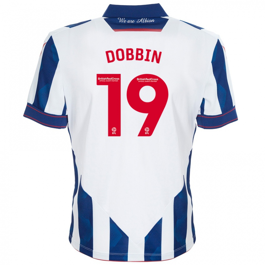 Hombre Camiseta Lewis Dobbin #19 Blanco Azul Oscuro 1ª Equipación 2024/25 La Camisa México