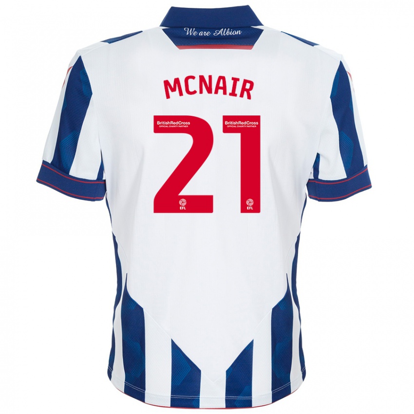 Hombre Camiseta Paddy Mcnair #21 Blanco Azul Oscuro 1ª Equipación 2024/25 La Camisa México