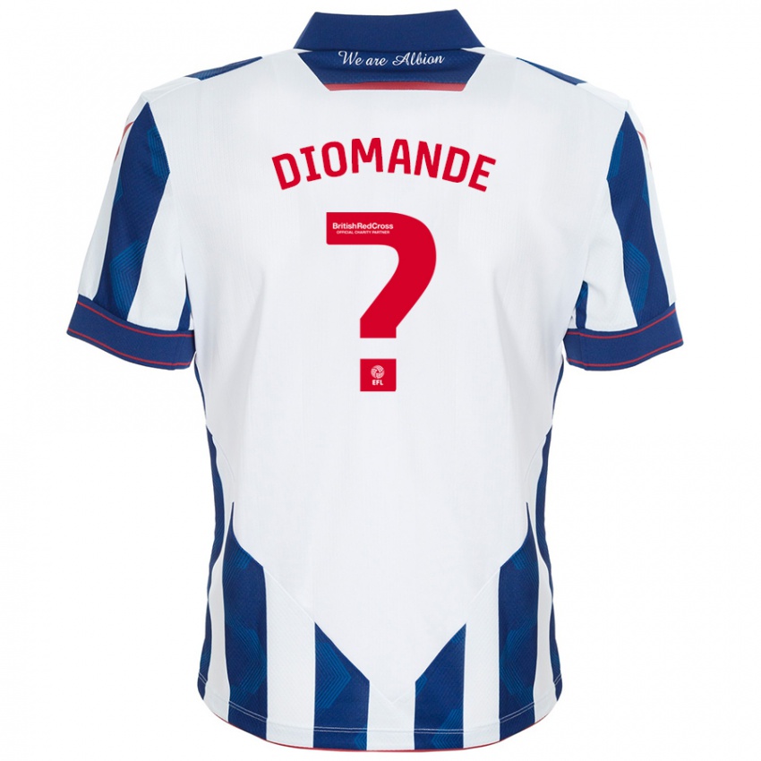 Hombre Camiseta Muhamed Diomande #0 Blanco Azul Oscuro 1ª Equipación 2024/25 La Camisa México